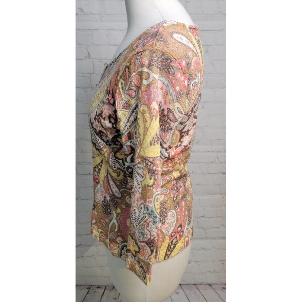 Vintage Talbots Petite Paisley Sweater Cardigan size PS Embellishments - Picture 4 of 7